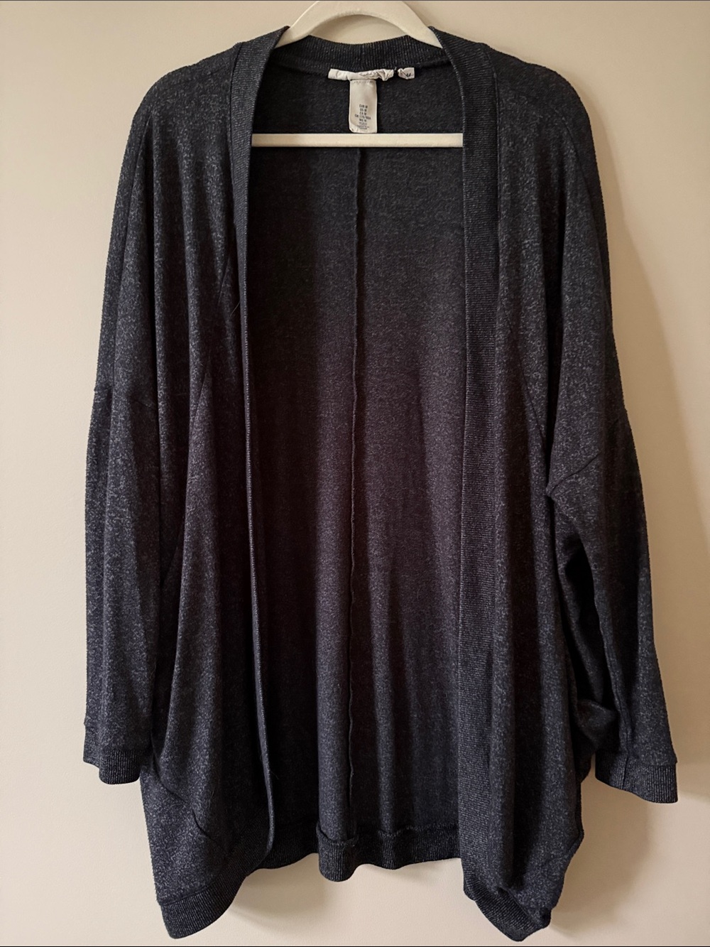 Open-Front Draped Cardigan Sweater - Charcoal